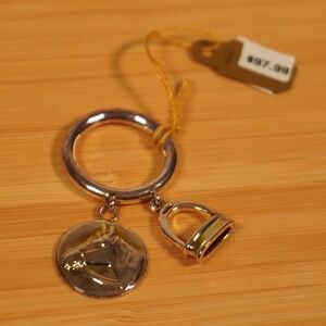 Ralph Lauren Horse Head Stirrup Charm Ring Silver Brass OS Brand New